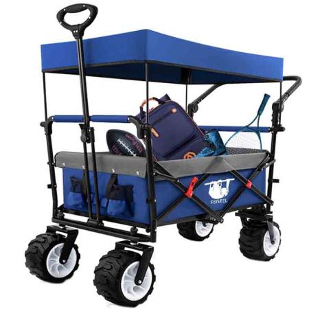 Garden Steel Frame Camping Cart Trolley hand truck collapsible Canopy Utility Travel Folding Beach Wagon 