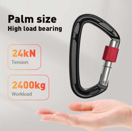 Amazon Hot Selling Wholesale Good Quality D Shape Lightweight Aluminum Climbing Carabiner Clip with Snap Lock 