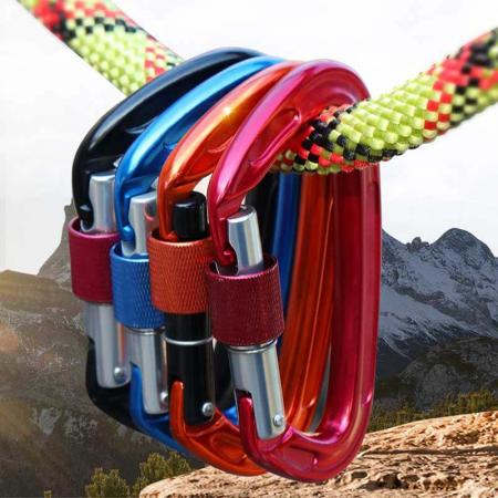 Amazon Hot Selling Wholesale Good Quality D Shape Lightweight Aluminum Climbing Carabiner Clip with Snap Lock 