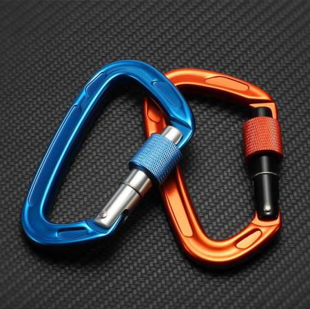 Wholesale 24KN Outdoor Custom Logo shaped Climbing Snap Hook Aluminum Carabiner Hooks 