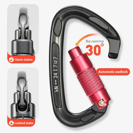 Wholesale Custom Camping Hiking Outdoor Safety Snap Hook Clip logo Locking Aluminum Alloy Climbing Carabiner 