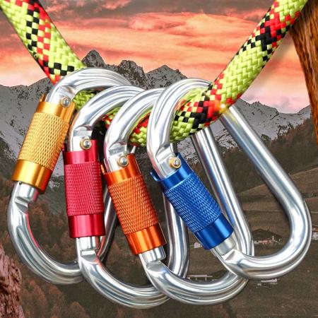 Amazon Hot Selling Wholesale Good Quality D Shape Lightweight Aluminum Climbing Carabiner Clip with Snap Lock Mini Carabiner 