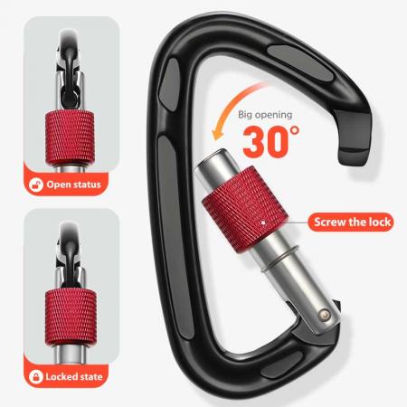 Wholesale 24KN Outdoor Custom Logo D-Shaped Climbing Snap Hook Aluminum Hooks 