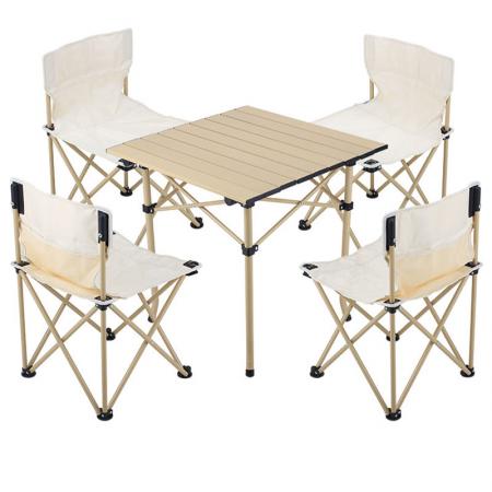 Folding Chair and Table with Chairs Portable Picnic Table Seats Chairs Dining Table for Outdoor Lawn Garden 