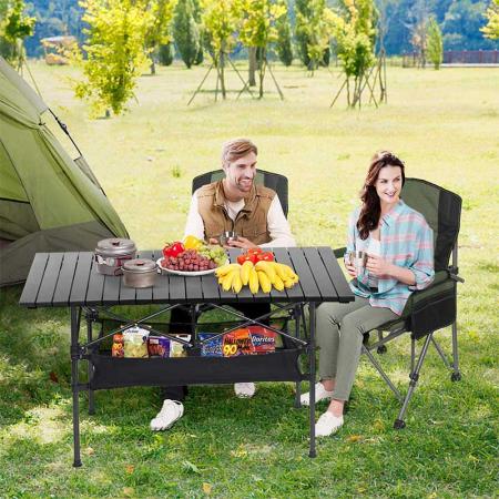 Large Portable Camping Table Aluminum Folding Picnic Cook Station Roll-up Table for Camping BBQ Party Picnic Backyard 