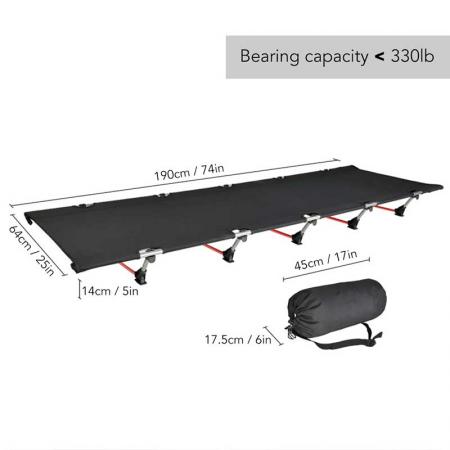 Folding Outdoor Bed Easy Assemble Folding Cot Ultralight Compact Heavy Duty with Carry Bag for Adults Camping Backpacking 