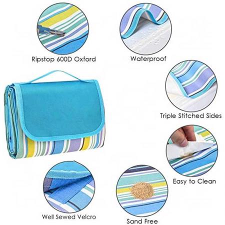 Foldable three layers design blanket picnic Picnic Matte Outdoor Waterproof bohemian picnic blanket 