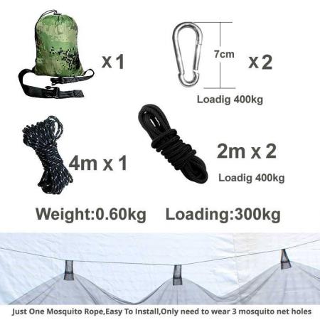 Mosquito Net Hammock with Heavy Duty Tree Strap for Travel Backpacking Hiking Outdoor Activities 