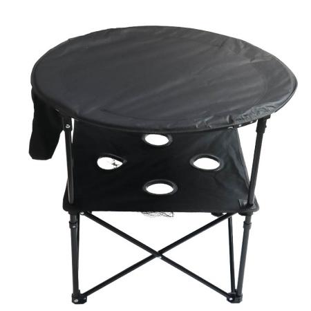 Double Decker Cloth Table Folding Camping Aluminum Table With Cup Holders 