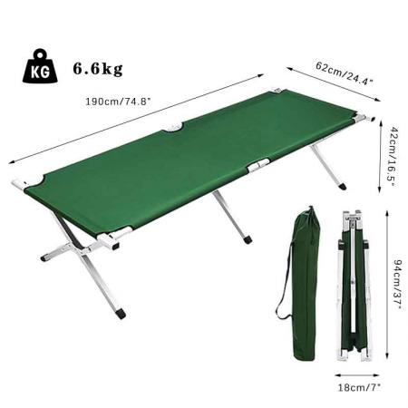 Foldable Lightweight Cot Sleeping Single Metal Cot Bed Camping Folding Bed 