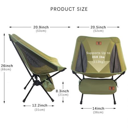 Aluminum Oversized Large Folding Moon Chairs Outdoor Fishing Camping Chair 