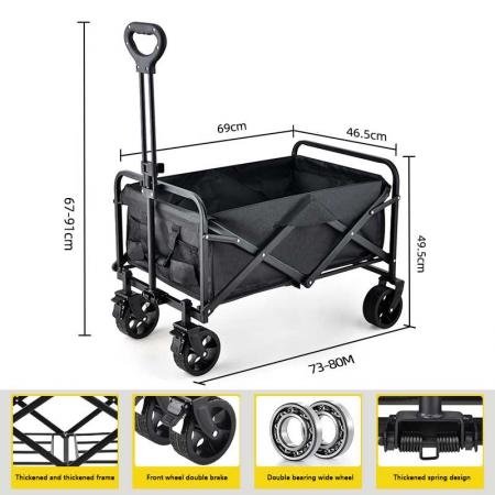 5 Inch Off-road Wheel Collapsible Outdoor Garden Utility Cart With Brake 