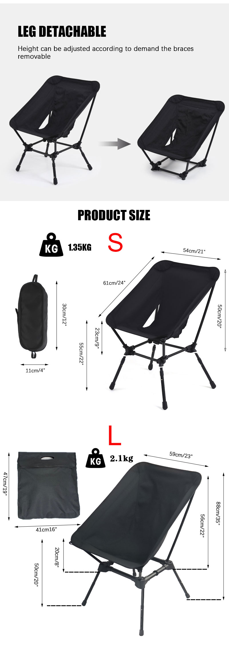 Height Adjustable Moon Camping Chair