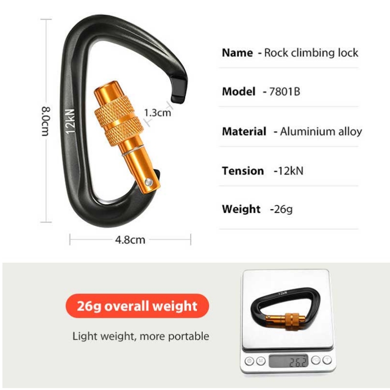 D-type automatic locking outdoor carabiner