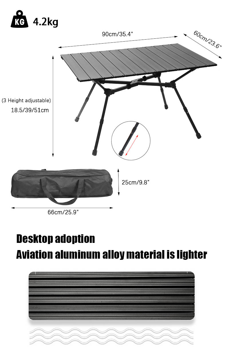 folding camping table alloy