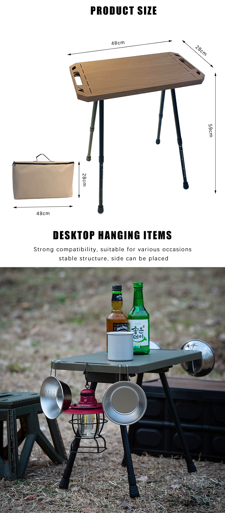 the size of Folding Tactical Square Table
