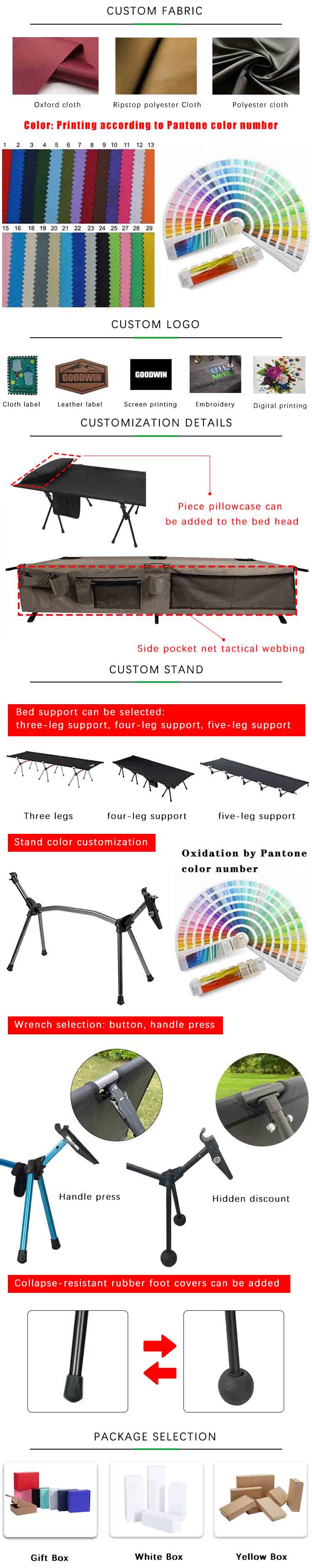  Adjustable Height Sleeping Cot 