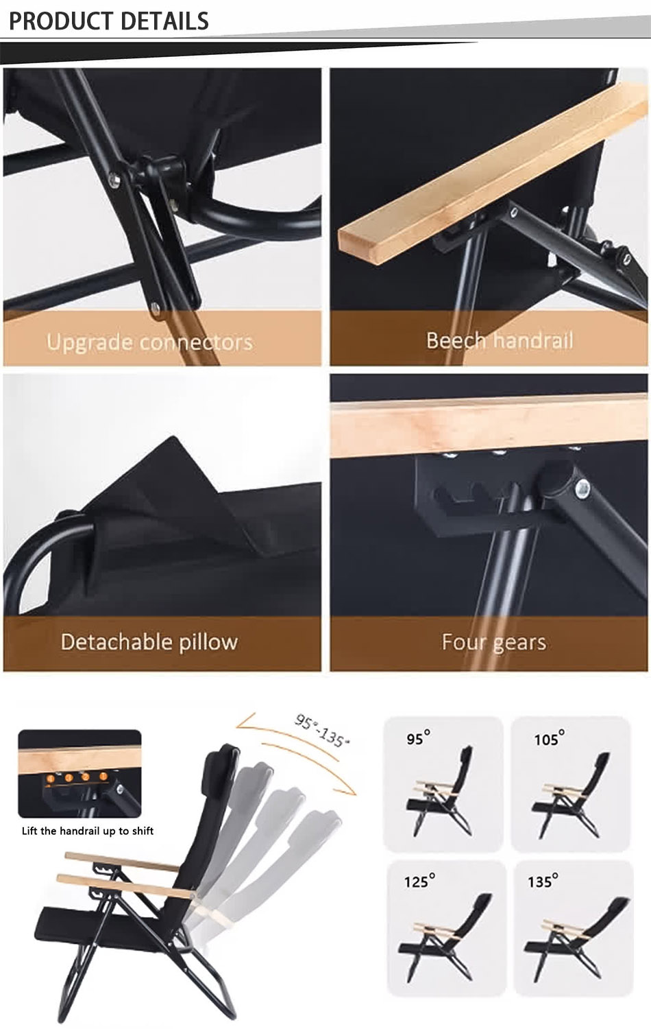 Three Stage Steel Camping Folding Chairs