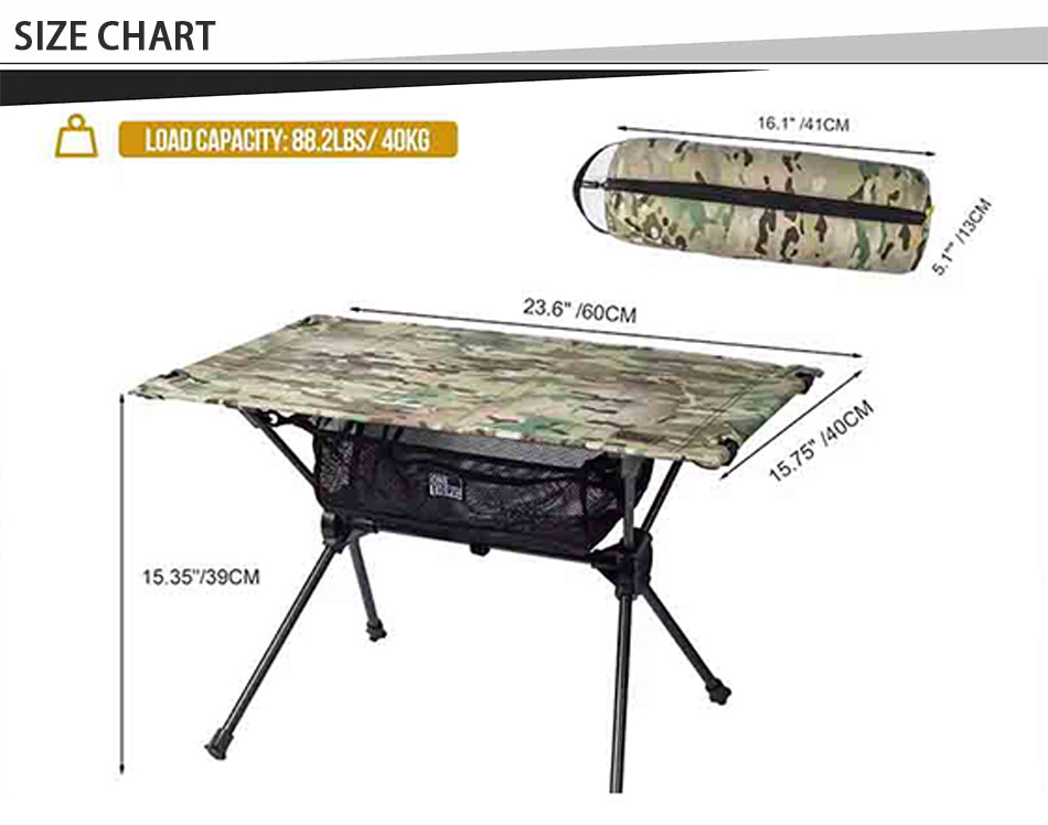 Foldable cloth top hiking table