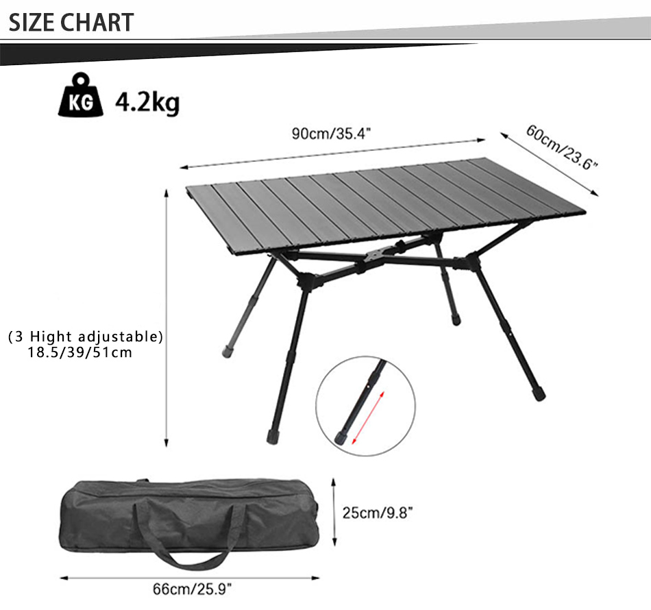 Adjustable X Bar Aluminum Folding Table