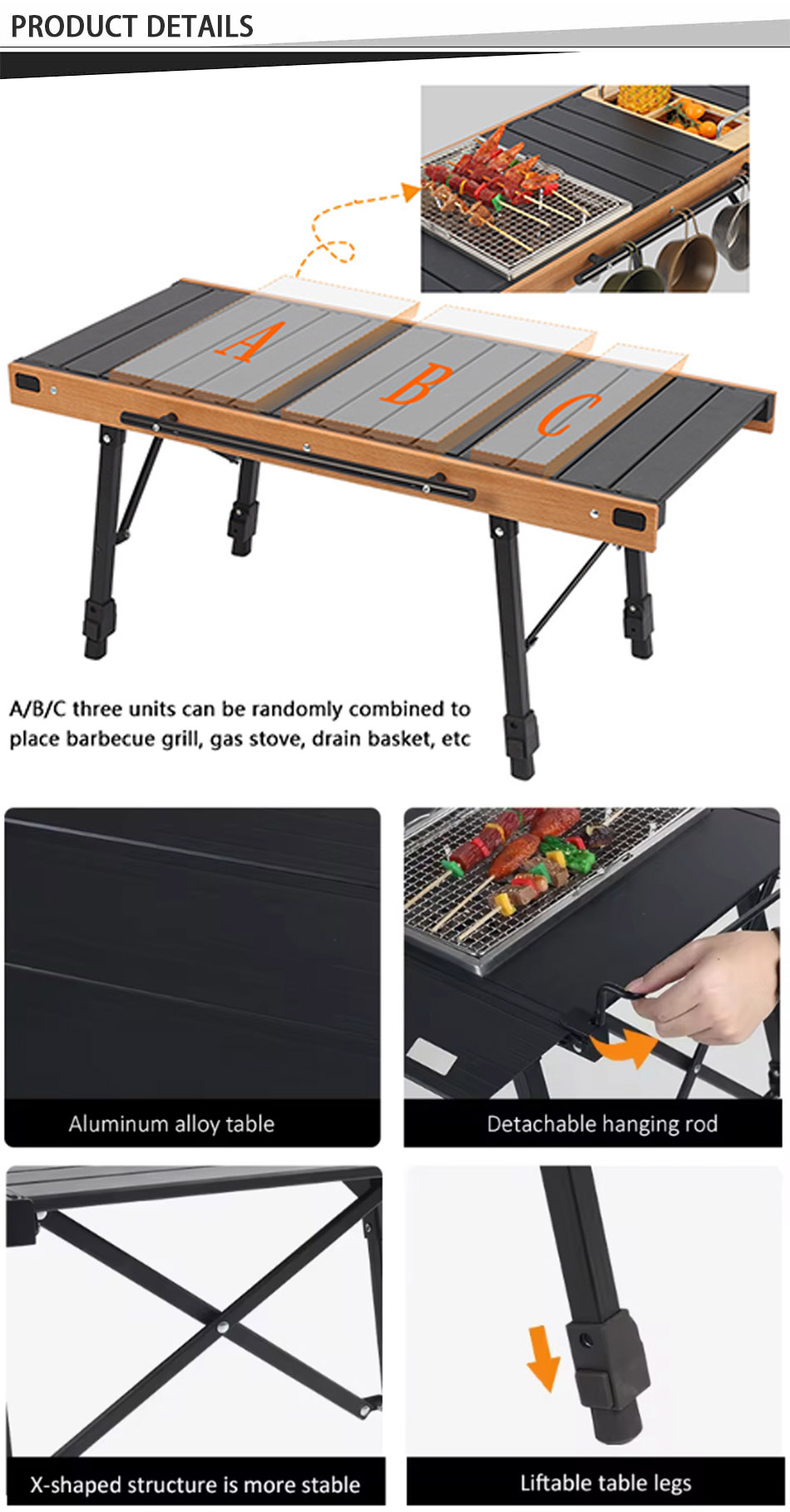 waterproof lifting camping table oem