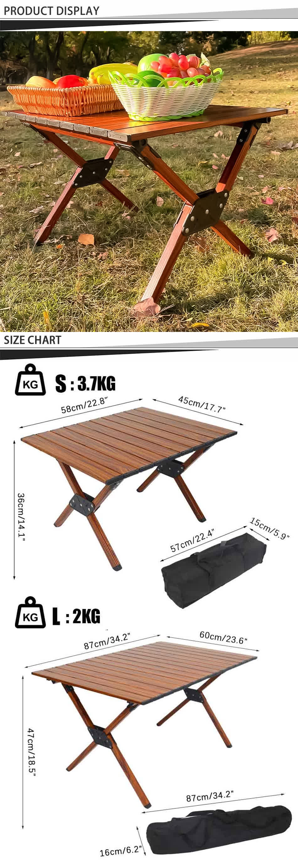 Roll-Up Portable Camping Picnic Table