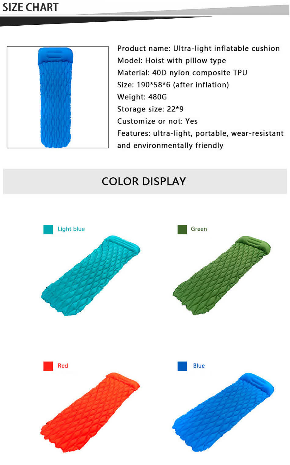 inflatable sleeping pad