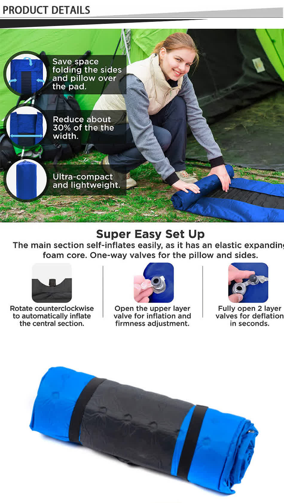 self inflating sleeping mat detail