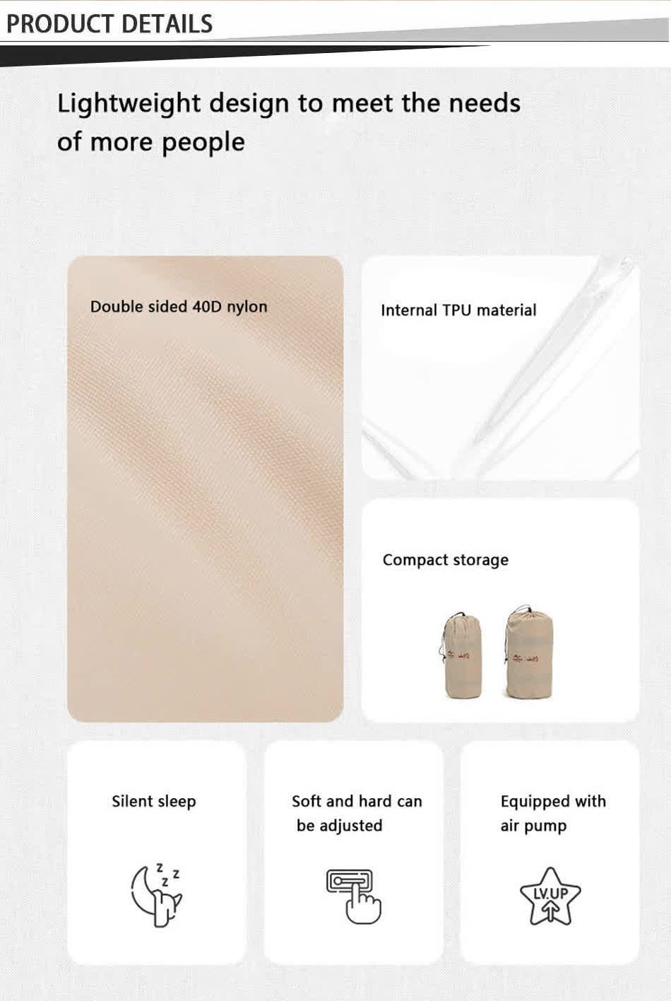 camping air mattress detail