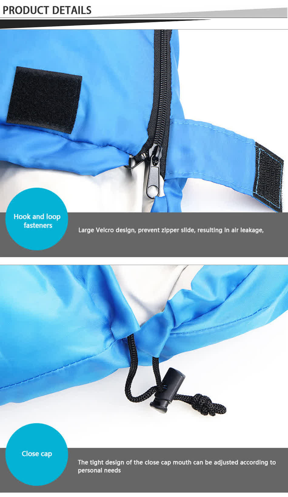 compact sleeping bag detail