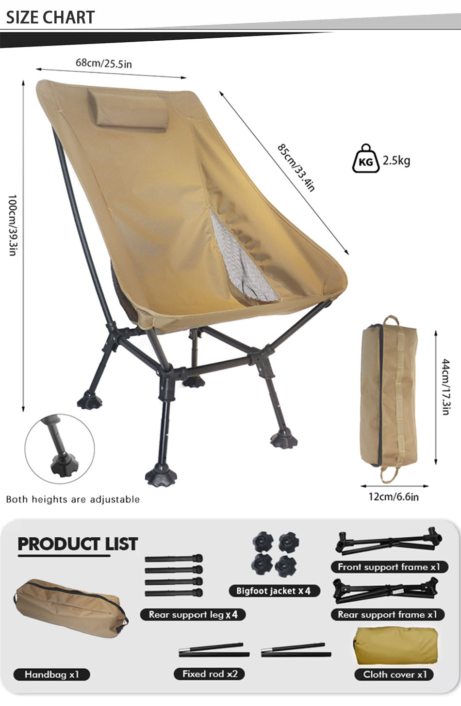 Camping Beach Chair Size