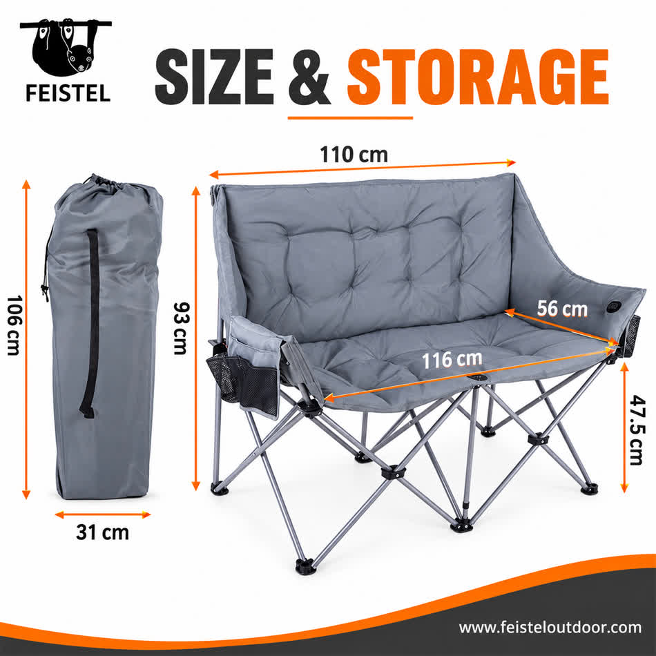 Padded Double Camping Chair