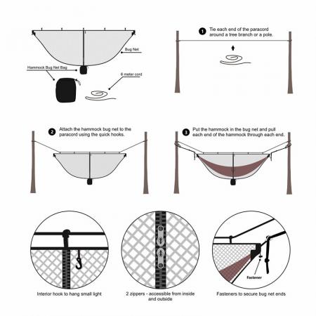 Polyster Camping Hammock Bug Net for Backpacking 