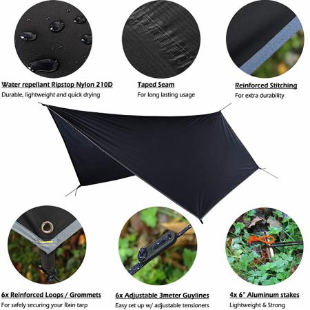 Premium Lightweight Ripstop Nylon Waterproof Rip Resistant Camping Tarp for Any weather 