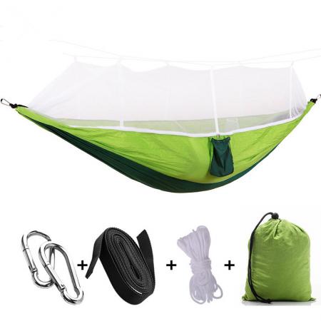 Double 2 person nylon backpacking camping travel hammock with mosquito net 