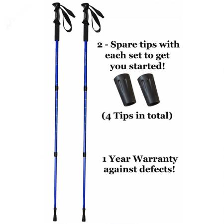 Lightweight 7075 Aluminum Nordic Trekking Trail Poles with Antishock and Quick Lock System 