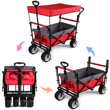 Multipurpose Outdoor Garden Micro Collapsible Foldable Utility Beach Trolley Cart Folding Camping Wagon 