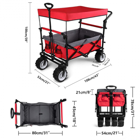 Multipurpose Outdoor Garden Micro Collapsible Foldable Utility Beach Trolley Cart Folding Camping Wagon 