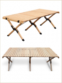 Portable wood folding table natural wood garden For Camping Home Self-driving Tour Solid Wood Barbecue