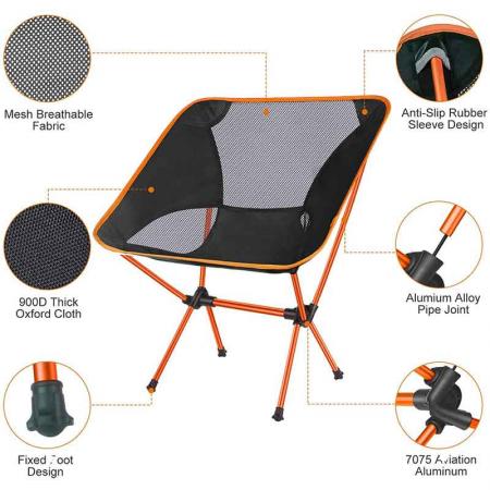 Lightweight folding camping chair with carry bag for camping hiking fishing