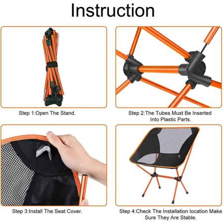 Lightweight folding camping chair with carry bag for camping hiking fishing