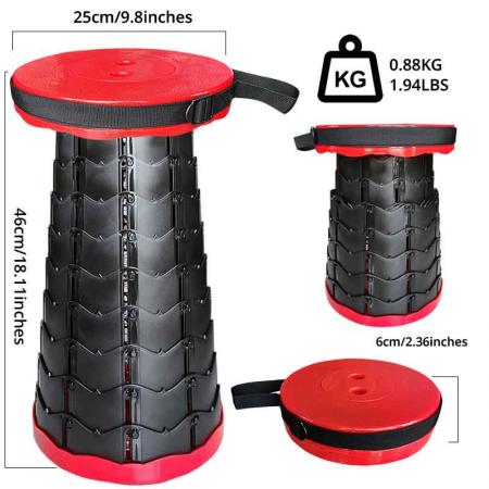 Retractable Folding Stool Portable Telescopic Stool Foldable Camping Stool with Load Capacity 400lbs 