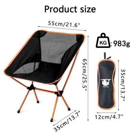 Lightweight folding camping chair with carry bag for camping hiking fishing