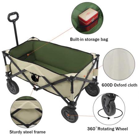 Collapsible Wagon Cart For Outdoor Beach Shopping Garden 