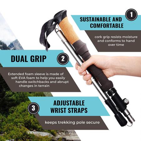 Collapsible Aluminum 6013 Walking Stick Hiking Trekking Poles
