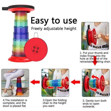 Retractable Folding Stool Collapsible Portable Telescopic Stool Mini Stool 