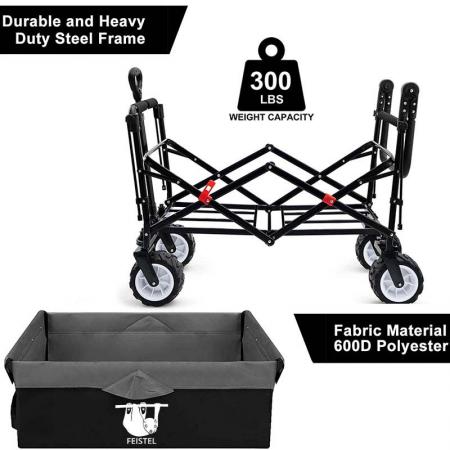 Heavy Duty Folding Outdoor Garden Beach Wagon Cart Trolley Collapsible Garden Transport Wagon 