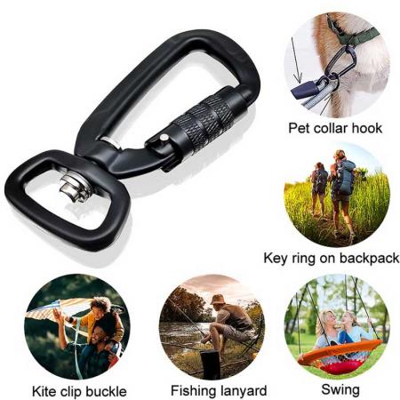 Aluminum Swivel Dog Hooks Rotating D Shape Carabiner Hook 