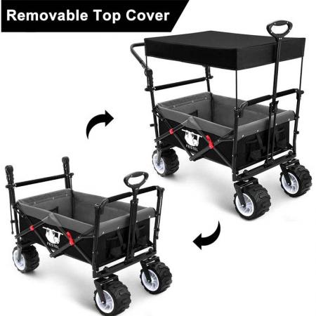 Heavy Duty Folding Outdoor Garden Beach Wagon Cart Trolley Collapsible Garden Transport Wagon 