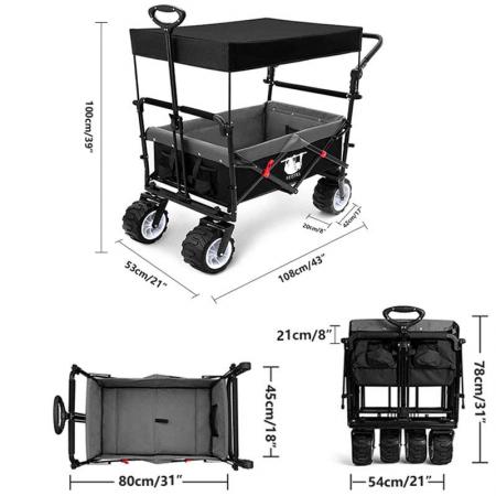 Heavy Duty Folding Outdoor Garden Beach Wagon Cart Trolley Collapsible Garden Transport Wagon 